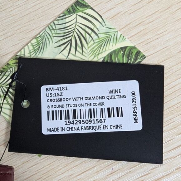 Badgley Mischka Wine Diamond Quilt Convertible Crossbody Bag NWT - Picture 6 of 6